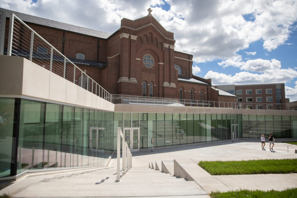 The exterior of the newly completed Iversen Center for Faith on the St. Paul campus, as seen on September 3, 2020.