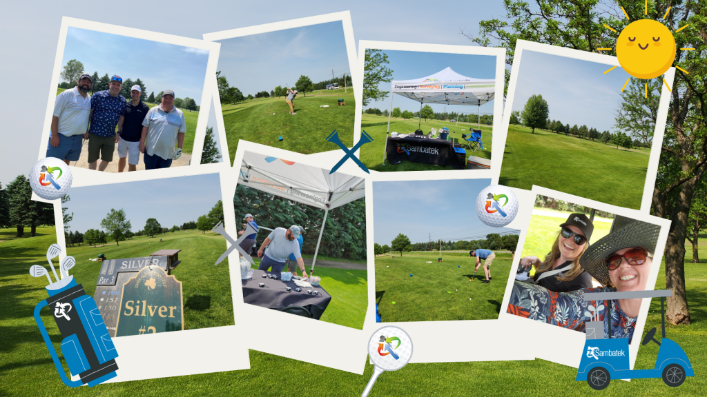 Collage of the golf event. 