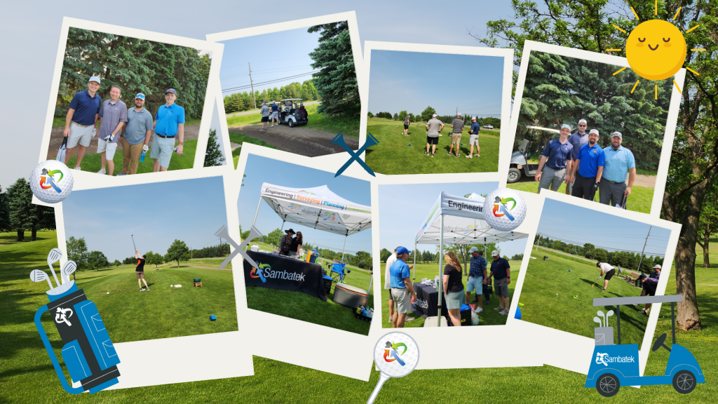 Collage of the golf event. 