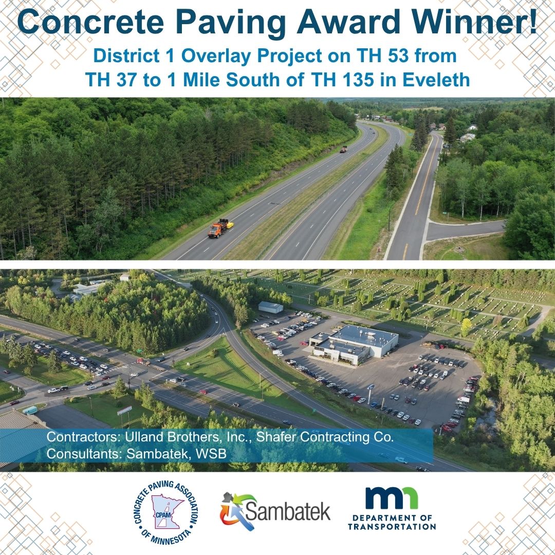 TH 53 Overlay Project Earns Concrete Paving Award 