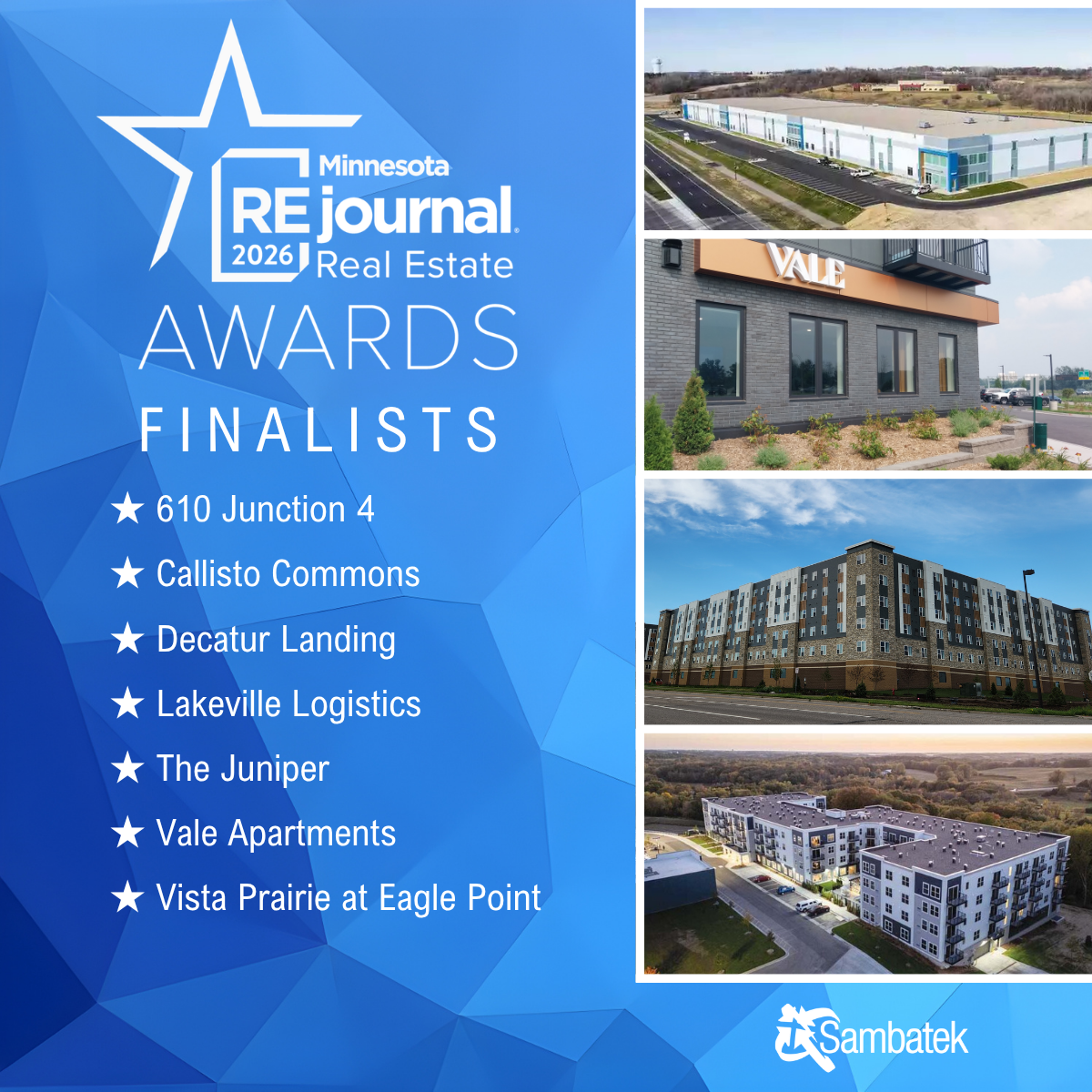 Sambatek Projects Named Finalists in MREJ Real Estate Awards 